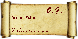 Orsós Fabó névjegykártya
